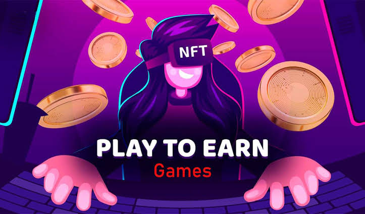 NFT coins and voxel-style play to earn game assets representing The Sandbox metaverse and SAND rewards